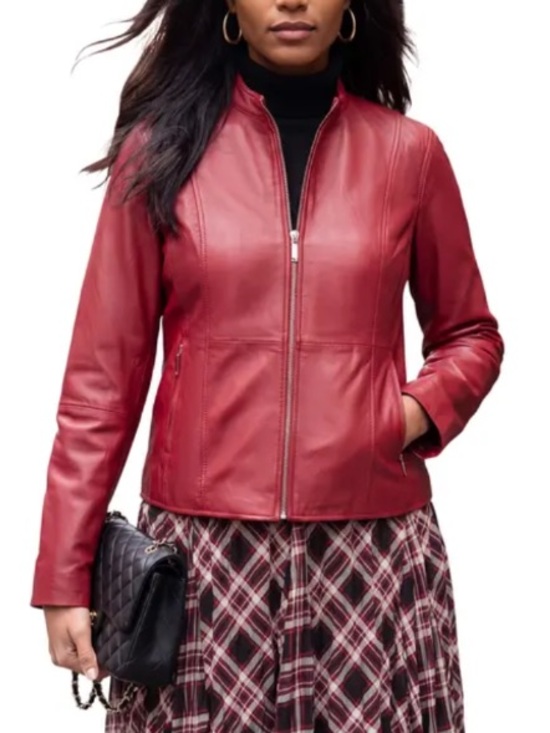 Identity Jackets & Blazers - New🌈 Identify Red Leather Jacket Ladies Clothes